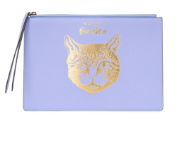 Gucci Garden Cat Pouch, Leather, Purple, 0959, B, 1*